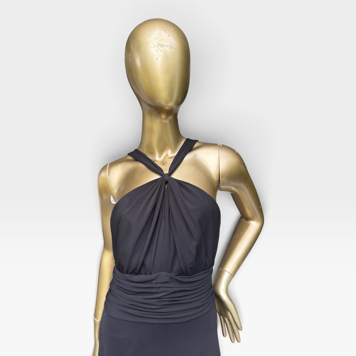 Anne Klein Dress Black Halter Neck Midi Dress, Size 6