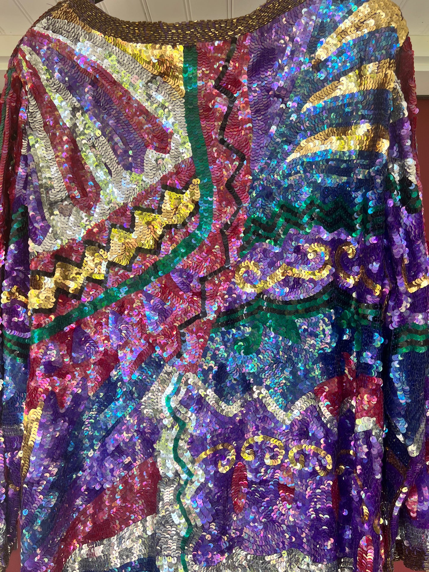 Vintage 80s Glam 100% Silk All-Over Sequined Plus Top, Size 2X