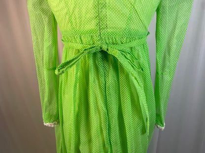 Apple Green 70s Prairie Dress, size small