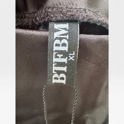 NWT BTFBM Black Satin Flowy Elastic-Waist Maxi Skirt, Size XL