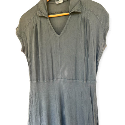 Vintage 90s Ghost London Grey Viscose Crepe Maxi Dress, Made in England, Size