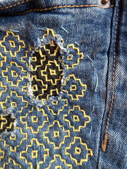 Persimmon Flowers - Minimal Mending + Embellishment Transfer — Visible Mending