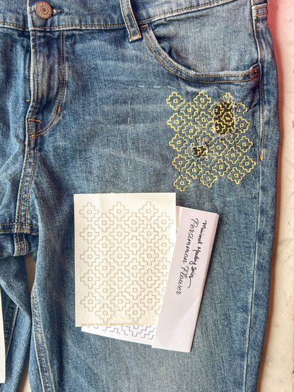 Persimmon Flowers - Minimal Mending + Embellishment Transfer — Visible Mending