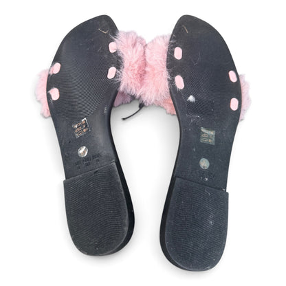 NWOT Chinese Laundry New Pink Fluffy Slides / Sandals, Size 8