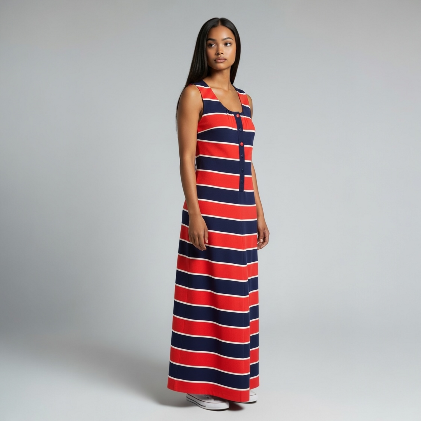Loubella Vintage Late 60s to Mid 70s Striped Maxi, Size M