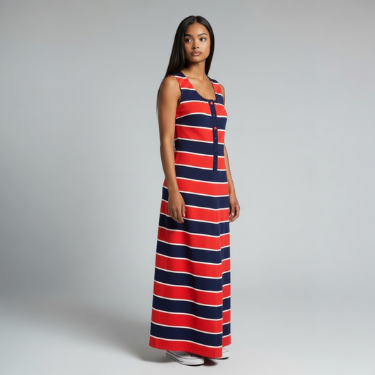 Loubella Vintage Late 60s to Mid 70s Striped Maxi, Size M