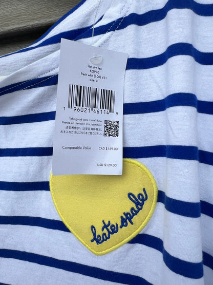 NWT Kate Spade Blue Striped Long Sleeved Tee, size xl