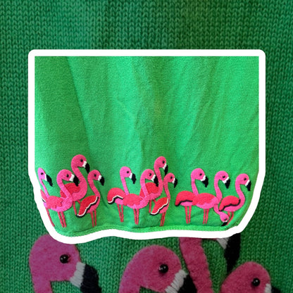 Vintage Pink Flamingos Sleeveless Sweater Dress, size m