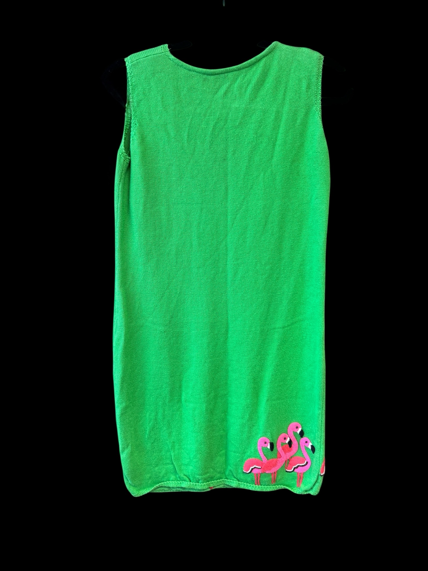 Vintage Pink Flamingos Sleeveless Sweater Dress, size m