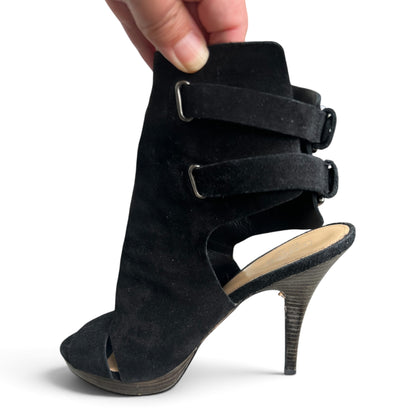 *Coach* Black Suede Two-Buckle Heels, Analeigh, Size 9