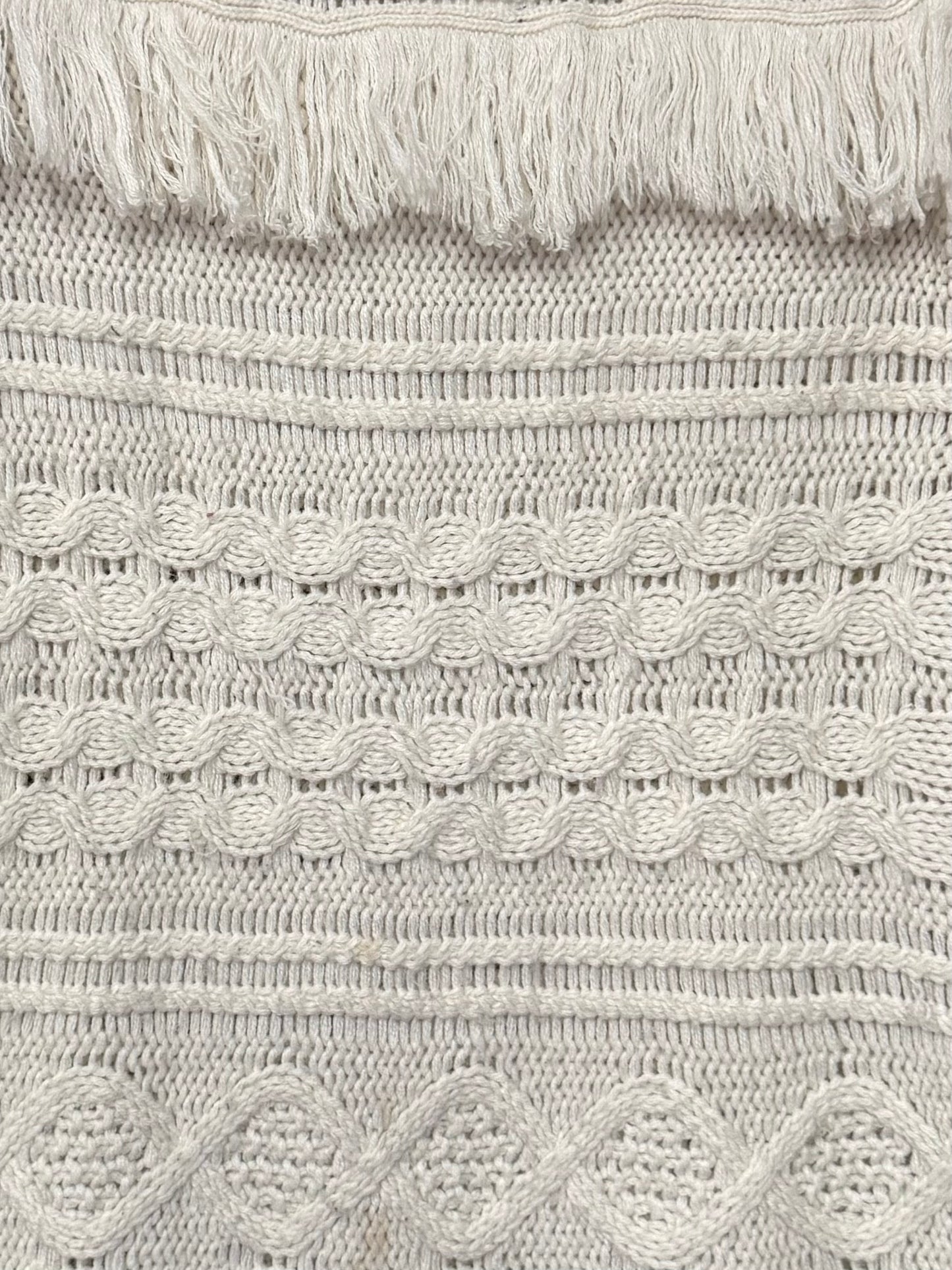 BB Dakota White Fringe Sweater