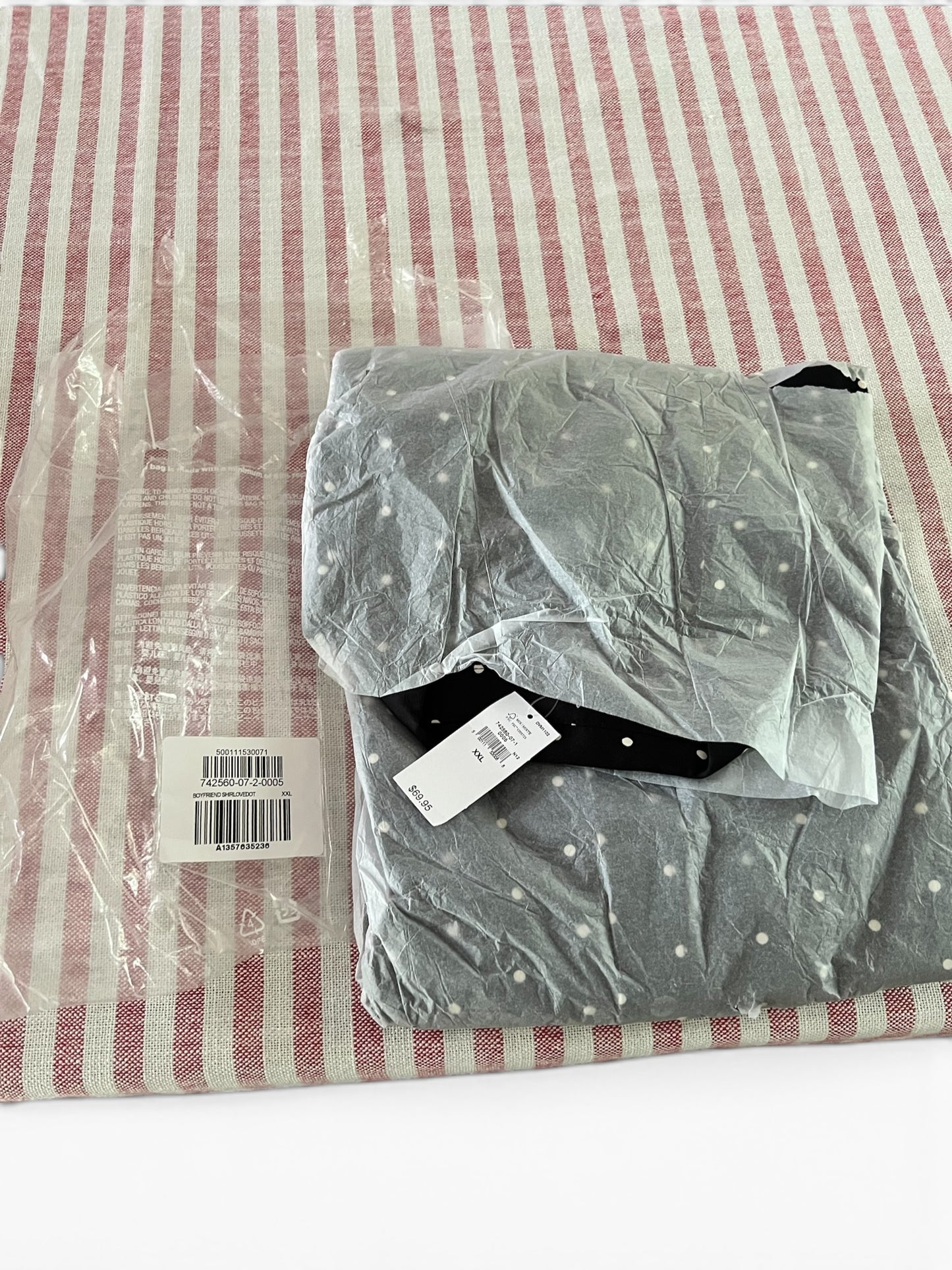 NWT Gap Black & White Polka Dot Boyfriend Shirt, Size XXL
