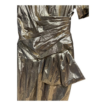 80’s Puff Sleeve Gold Cocktail Dress, size m