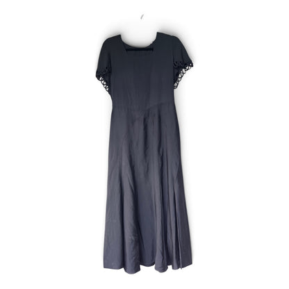 Authentic Vintage 1940s Black Capelet Collar A-Line Midi Dress, Size (Coming Soon)