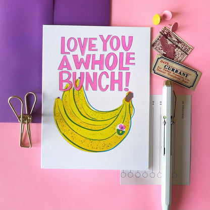 Banana Bunch - Love Risograph Greeting Card