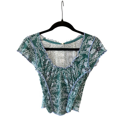 Free People Shear Mesh Floral Cropped Top, size xs