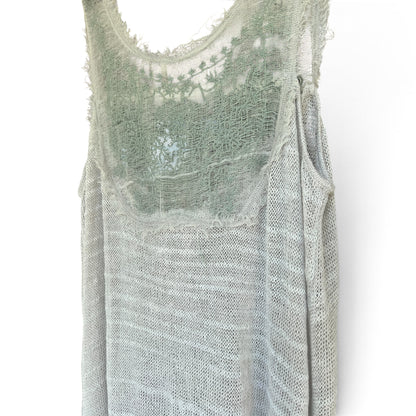 NWOT Free People Boho Open Knit Lace Fairy Tunic Dress White, Size Large
