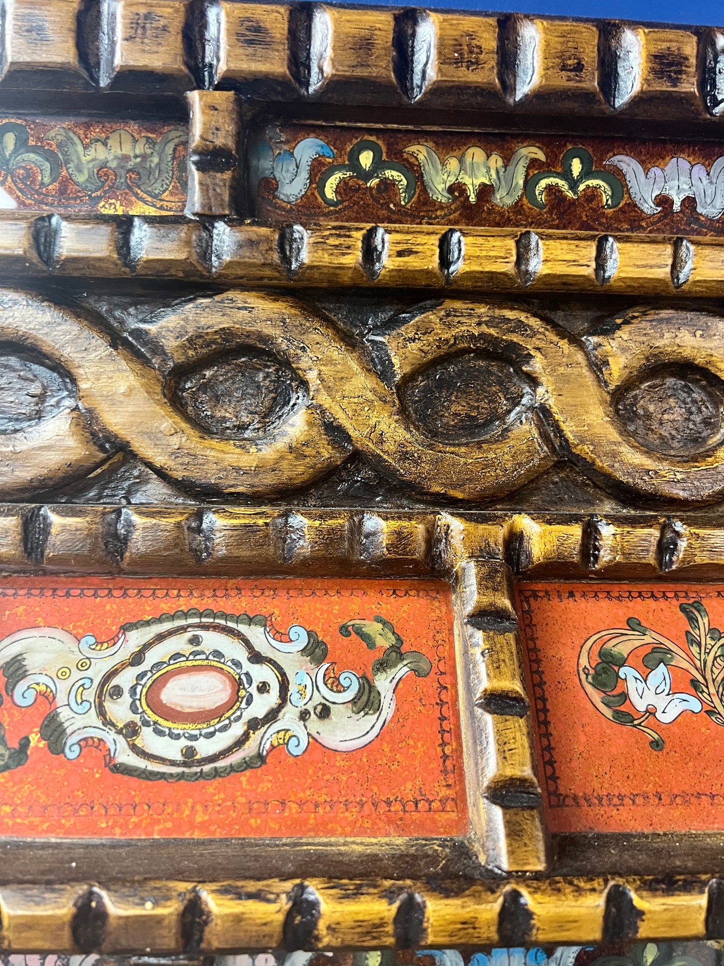 Vintage Ornate Statement Carved Wood Oversized Mirror