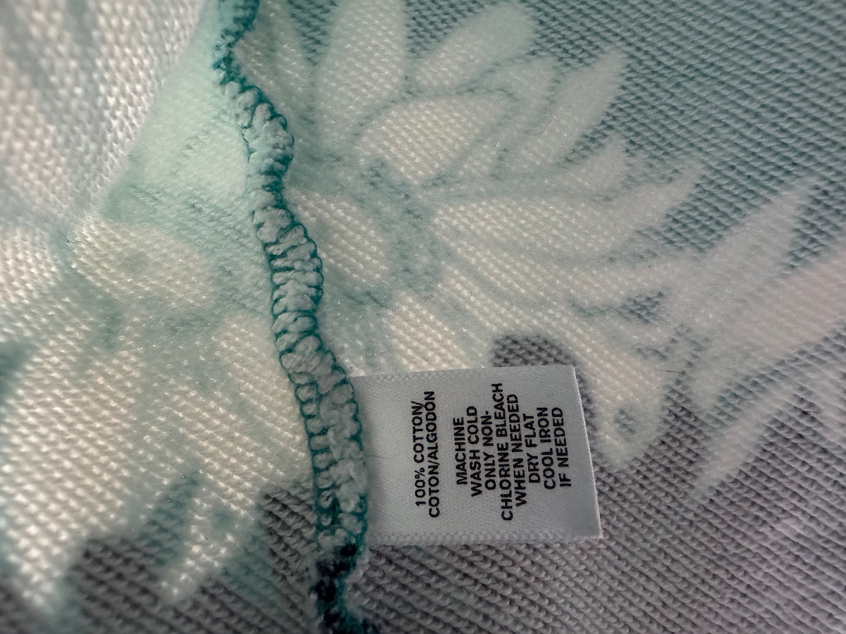 Loft 100% Cotton Teal Sweatshirt With All-Over Floral Print, Size Medium