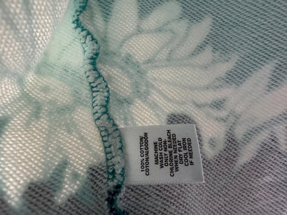 Loft 100% Cotton Teal Sweatshirt With All-Over Floral Print, Size Medium