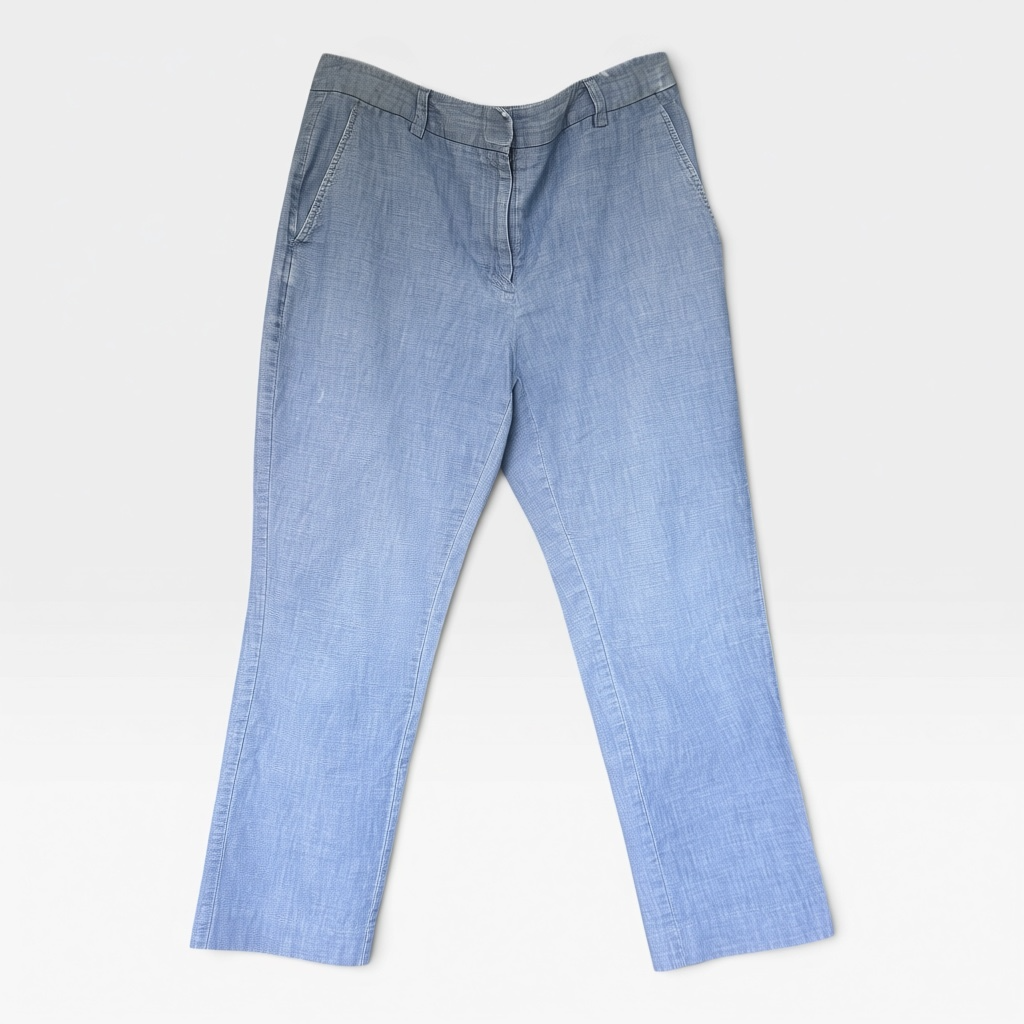 Lands’ End 100% Cotton, Mid-Rise Straight Leg Blue Women’s Pants, Sz 10