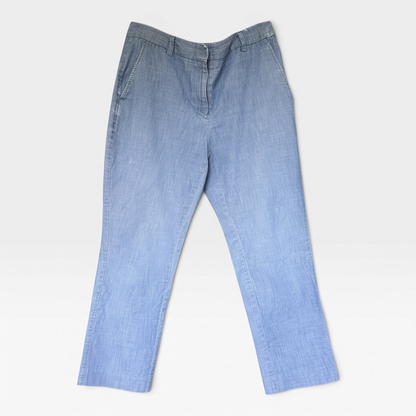 Lands’ End 100% Cotton, Mid-Rise Straight Leg Blue Women’s Pants, Sz 10