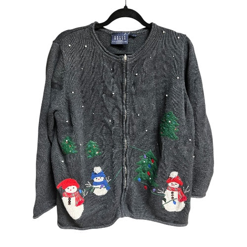 Vintage Ugly Christmas Sweater Cardigan, size large