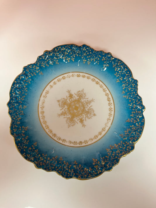 Limoges France Blue and Gold Trinket Dish