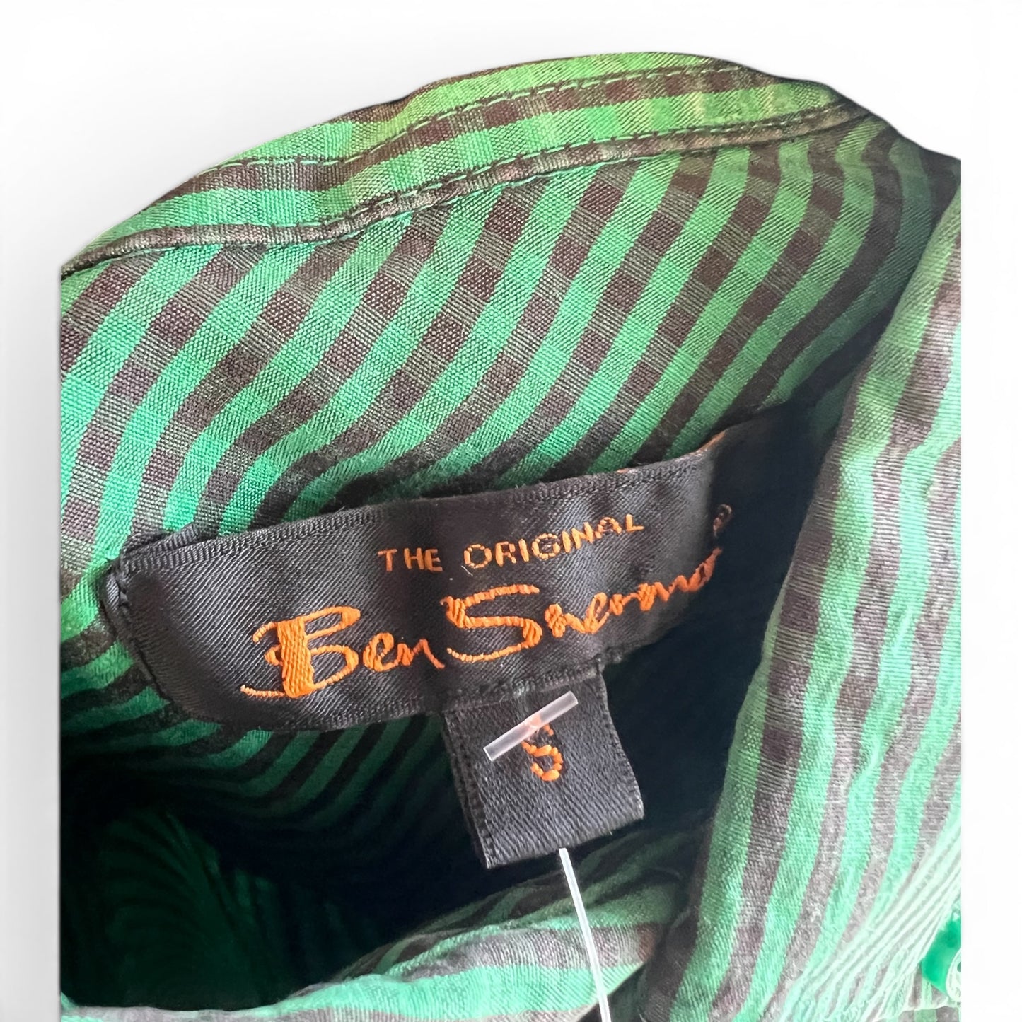Ben Sherman Green Check Plaid Short Sleeve Shirt, size s