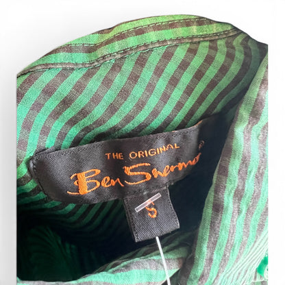 Ben Sherman Green Check Plaid Short Sleeve Shirt, size s