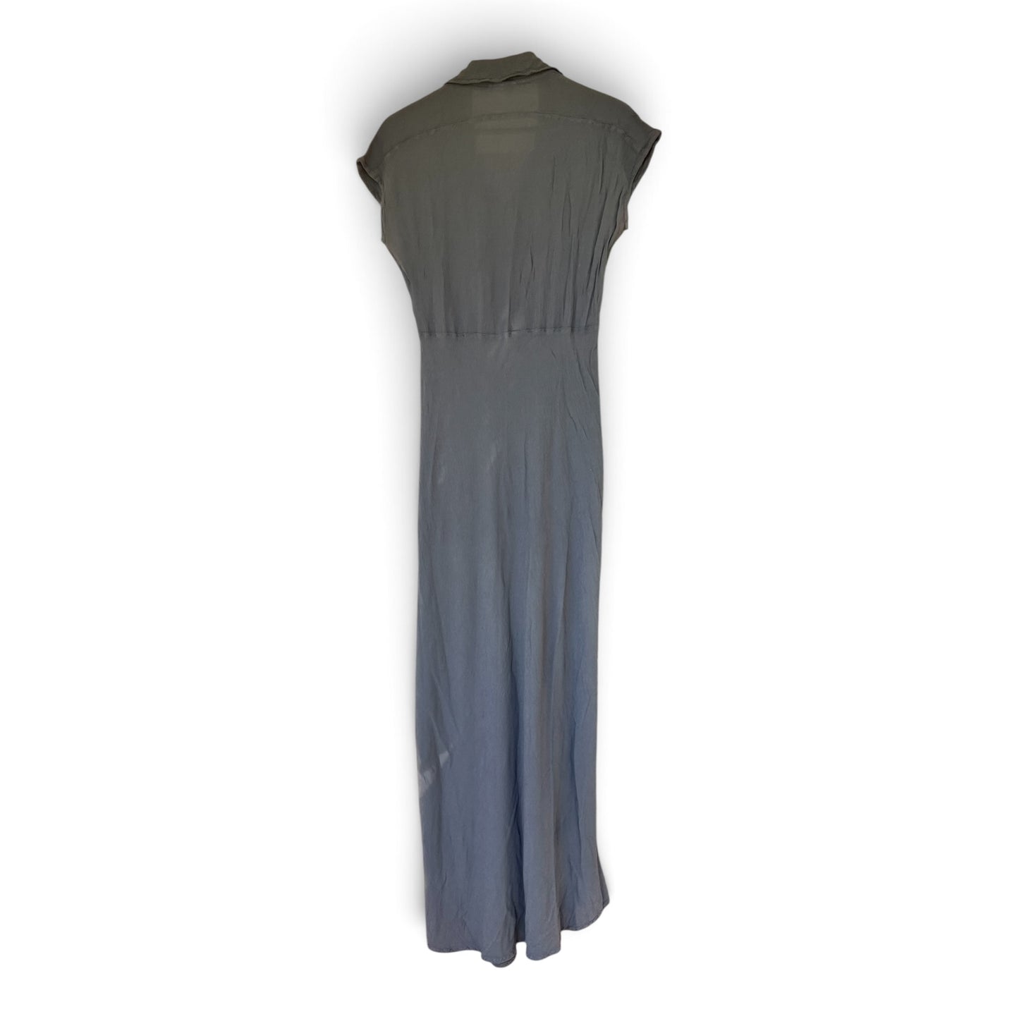 Vintage 90s Ghost London Grey Viscose Crepe Maxi Dress, Made in England, Size