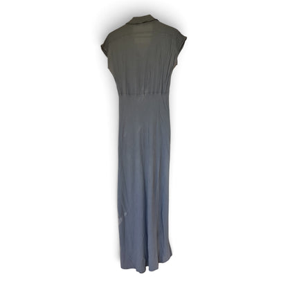 Vintage 90s Ghost London Grey Viscose Crepe Maxi Dress, Made in England, Size