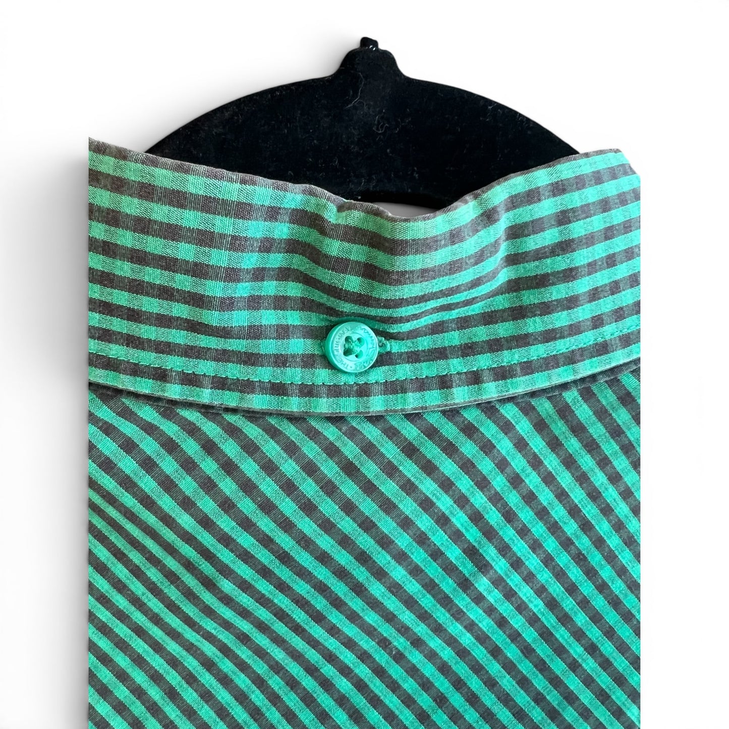 Ben Sherman Green Check Plaid Short Sleeve Shirt, size s