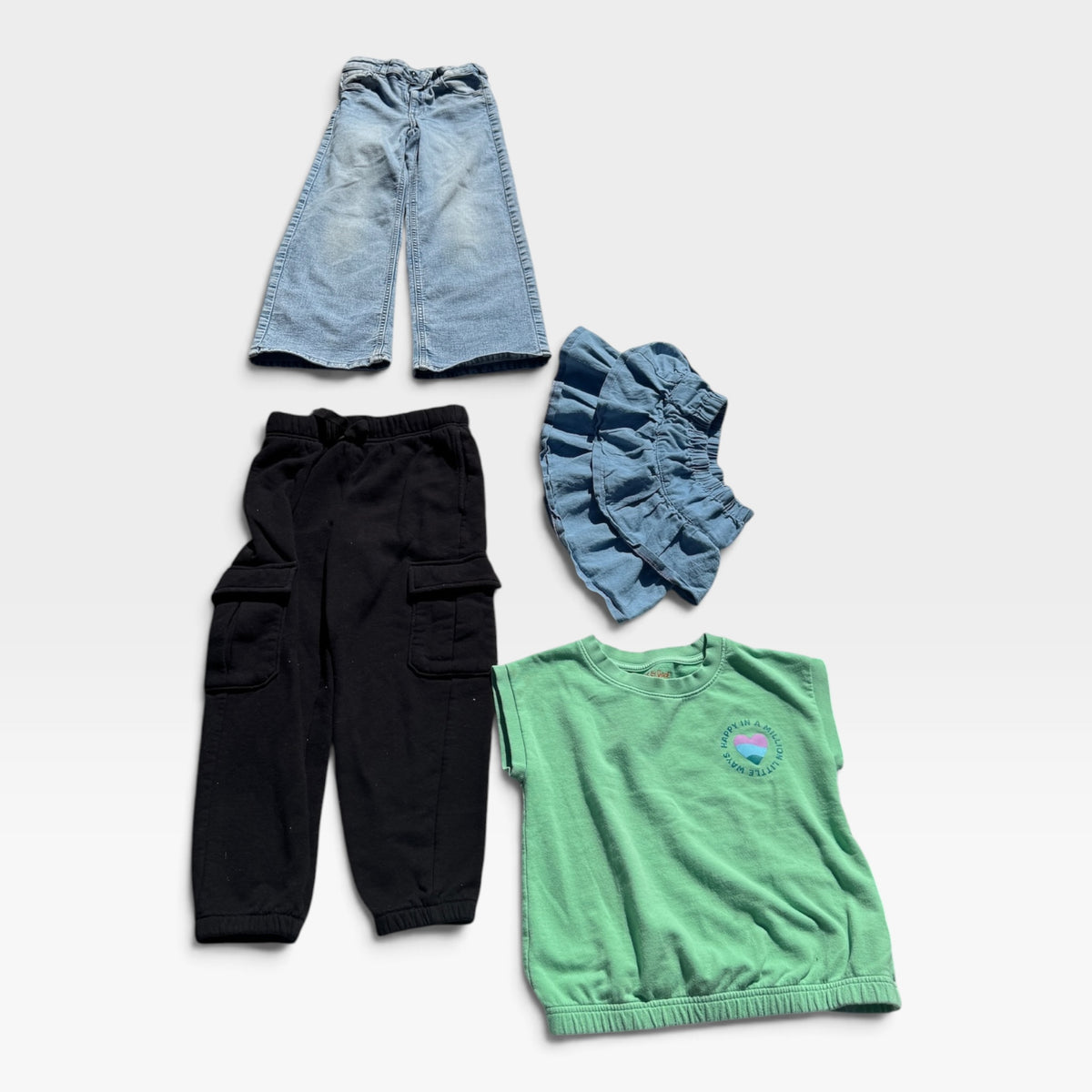 Bundle - Girls Jeans, Sweats, Skort, Top - Cat & Jack, H&M, Size 6/7, 7/8