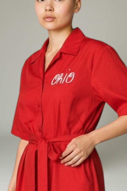 Vintage 1950s Red Ohio Dress, size l/xl