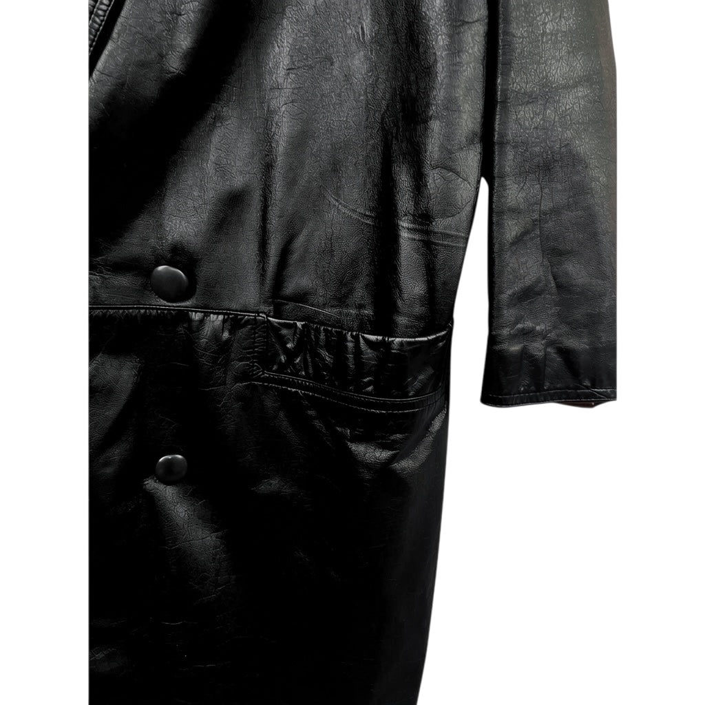 Vintage 90’s Menswear Black Leather Trench Coat, Size Large