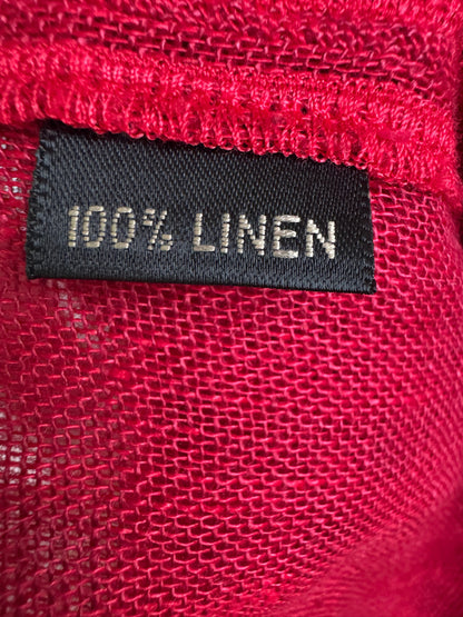 LILI 100% Linen Avant Garde Asymmetrical Kaftan Dress – Red - Size XL
