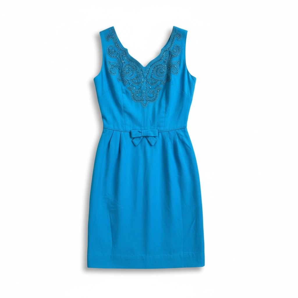Vintage 1950’s Blue Sleeveless Cocktail Dress, size m