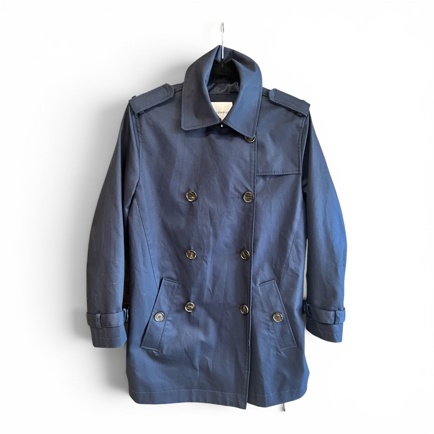JODHPUR Navy Blue Trench Jacket Womens Size 36 Double Breasted Lightweight Coat
