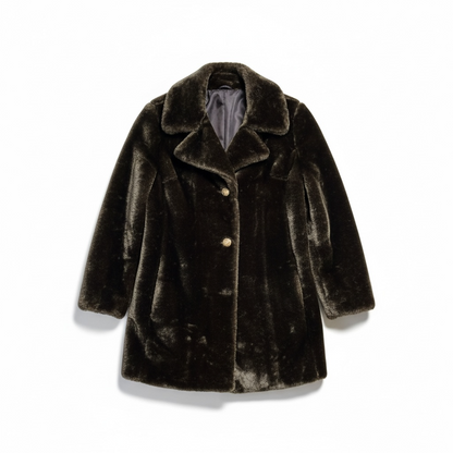 Vintage Brown Faux Fur Jacket, size L