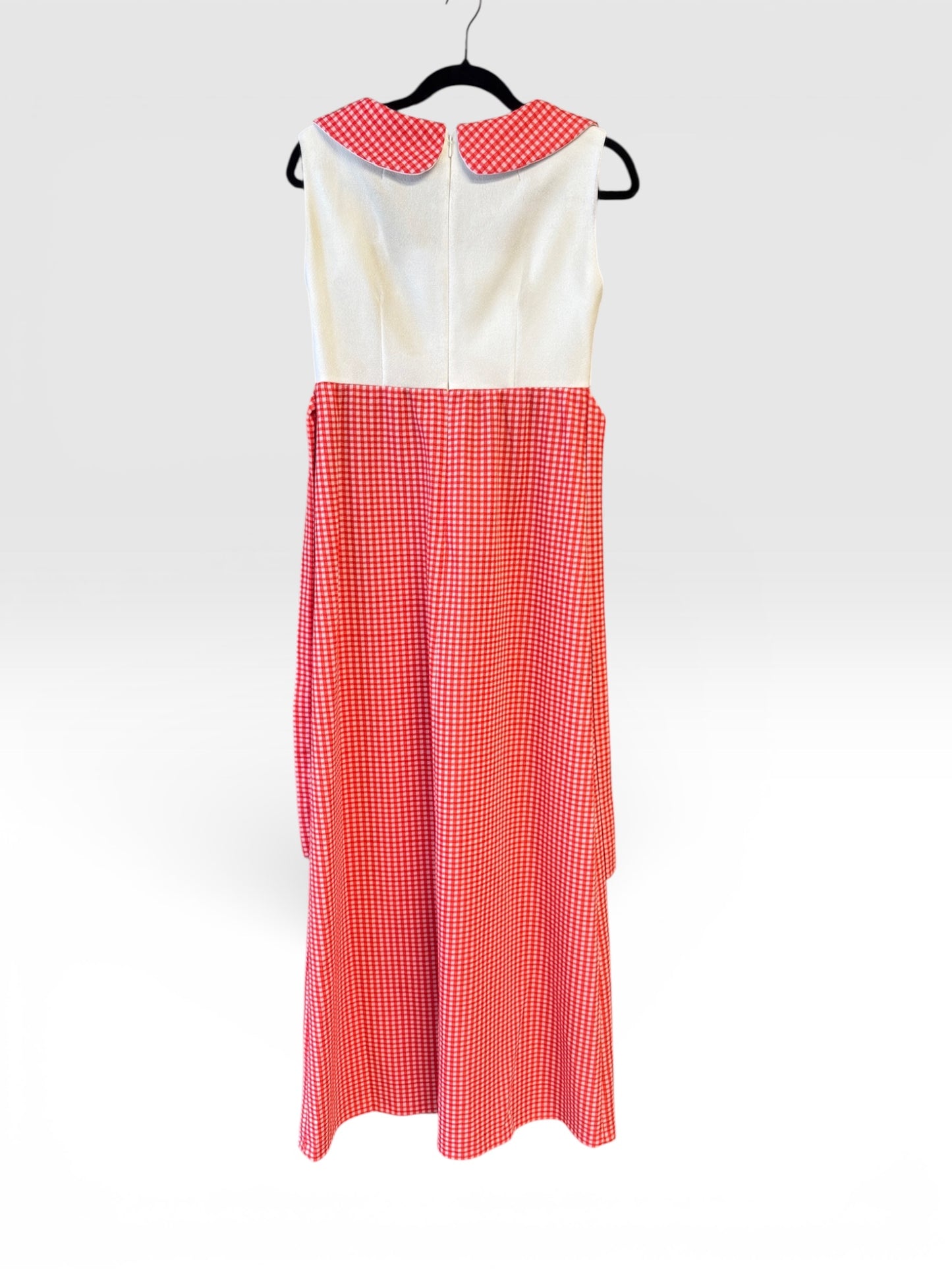 Vintage 60’s/70’s Red Gingham Maxi Dress, sz m