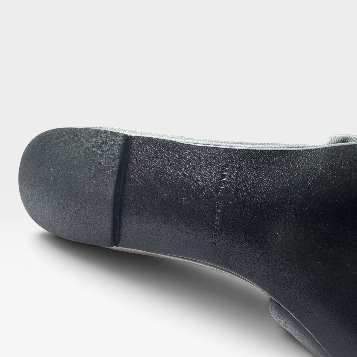 NWT Everlane The Pointed Slide, Black Leather Mules, Slip-On Flats, Size 9
