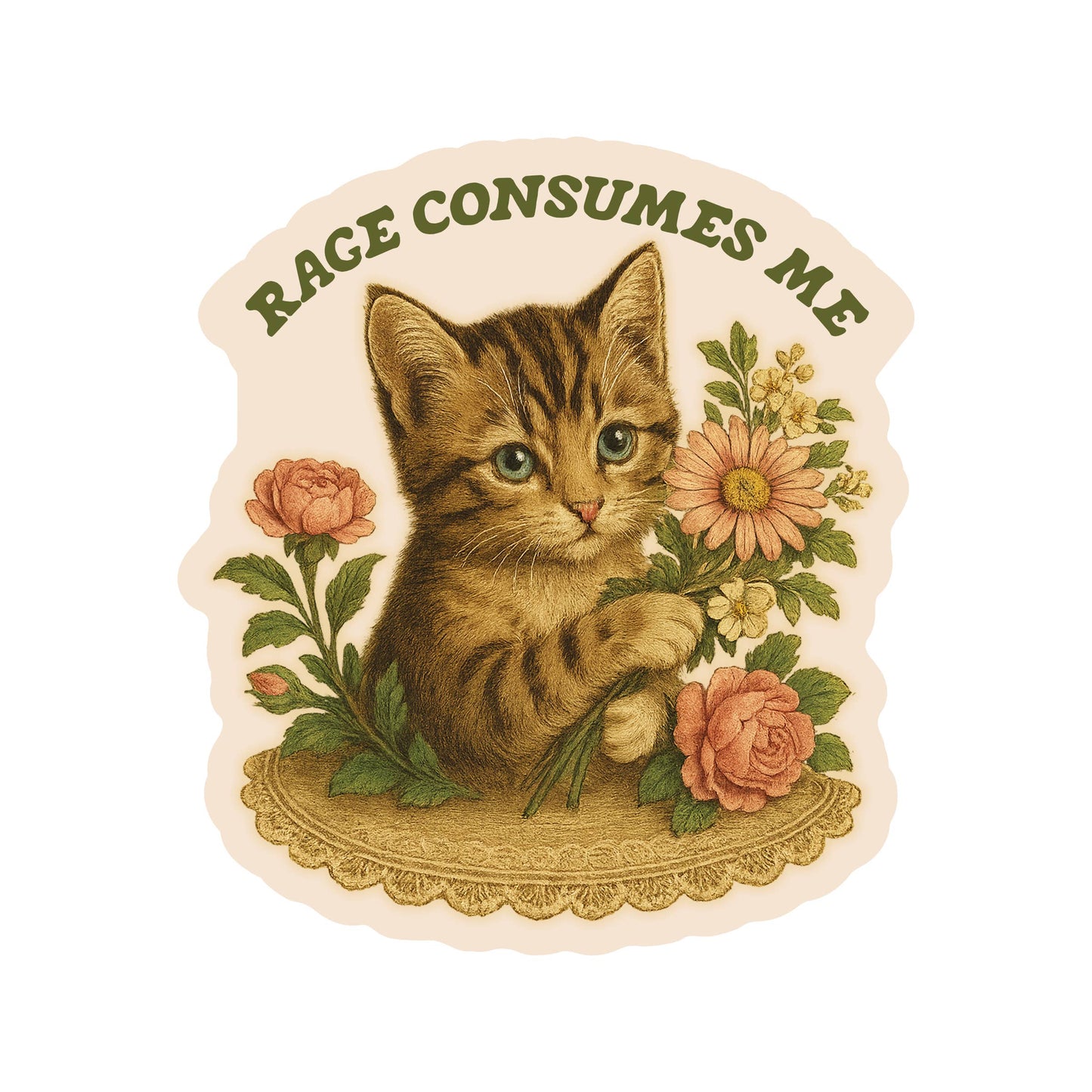 “Rage Consumes Me” Feisty Kitty Cat Sarcastic Cute High Quality Vinyl Sticker