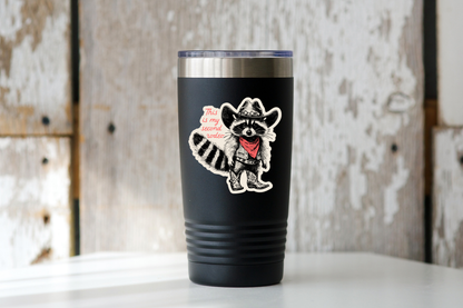 Sticker - “This is My Second Rodeo” - raccoon, cowboy, western
