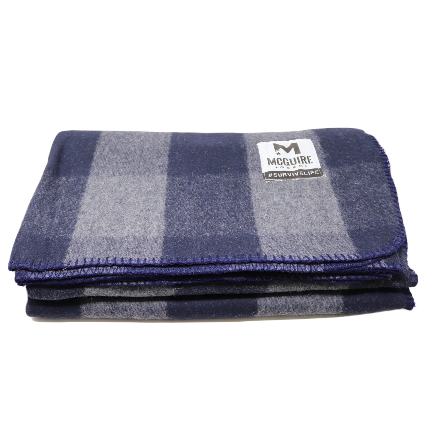 Bunkhouse Plaid Wool Camping Blanket - Navy/Grey