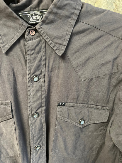 Sun Valley Western Vintage Grey Pearl Snap Shirt, size s