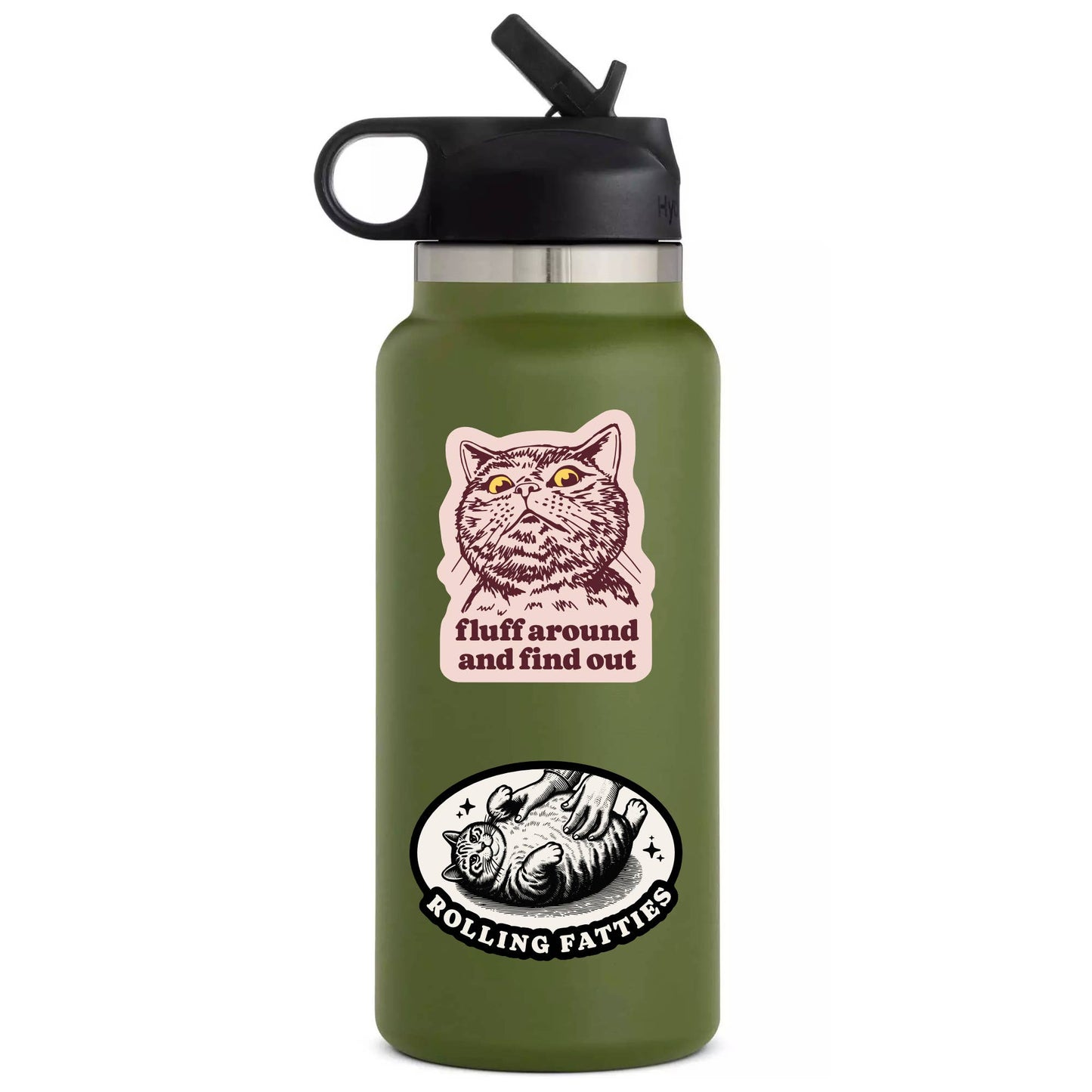 “Rolling Fatties” Fat Cat Feline Kitty Funny Humor High Quality Vinyl Sticker