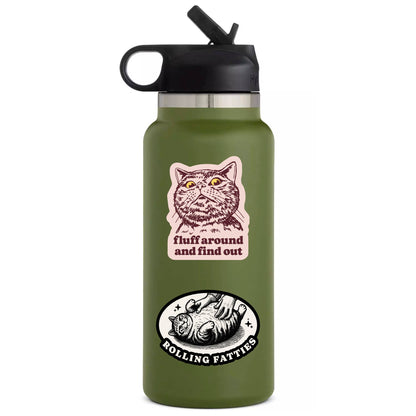 “Rolling Fatties” Fat Cat Feline Kitty Funny Humor High Quality Vinyl Sticker