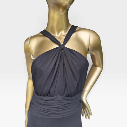 Anne Klein Dress Black Halter Neck Midi Dress, Size 6