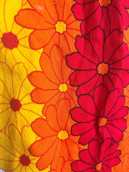 True Vintage 60s Bright, Floral Hawaiian Dress, Size